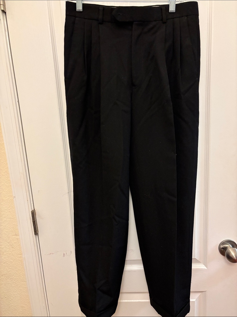 MONSIEUR by GIVENCHY Vintage Black 3-Tuck Pleated Cuffed Dress Pants 30R